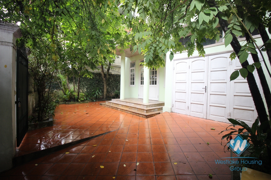 House for rent with car garage, large yard and terrace in Tay Ho, Hanoi